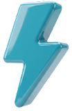 Blue lightning bolt icon on a white background