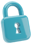 Blue padlock on a white background